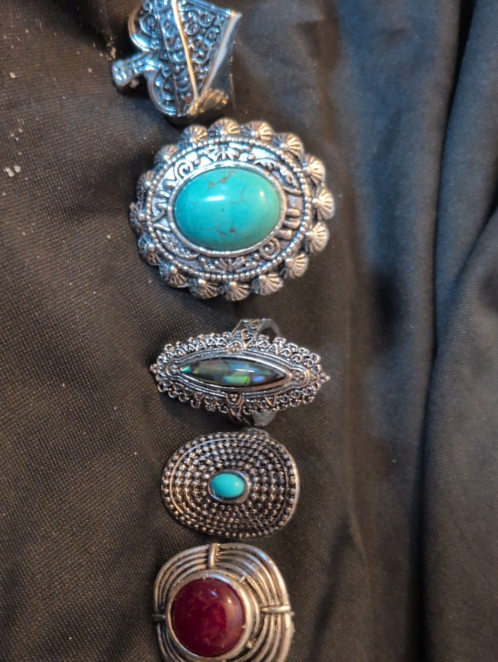 Turquoise Oval Statement Rings - Silver-Tone Women's Jewelry-5!